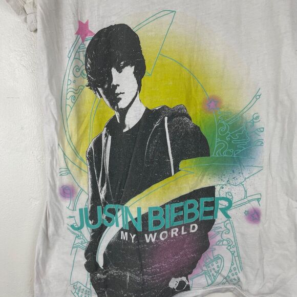 Justin Bieber My World Concert Tour Shirt Bay‎ Island Women’s Size XL 2010-2011 - Picture 3 of 8